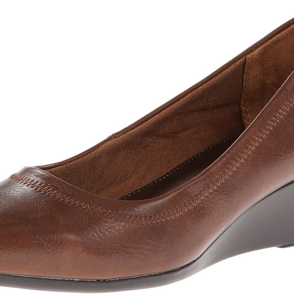 Women's Faux Leather Pump 8.5 Darktan Slip On Cushioned Comfortable Shoes